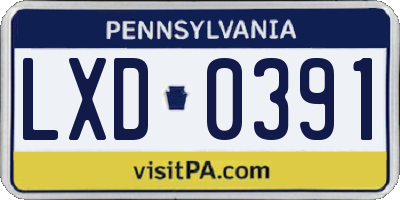 PA license plate LXD0391