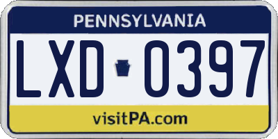 PA license plate LXD0397