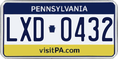 PA license plate LXD0432