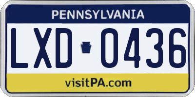 PA license plate LXD0436