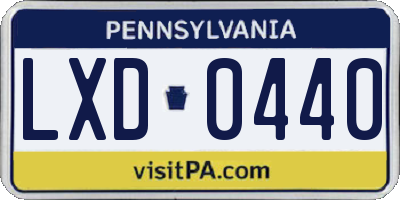 PA license plate LXD0440