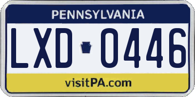 PA license plate LXD0446