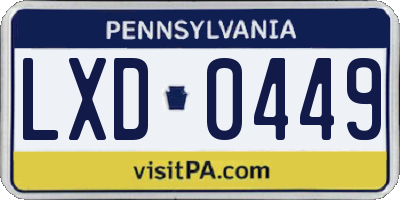 PA license plate LXD0449