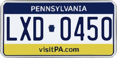 PA license plate LXD0450