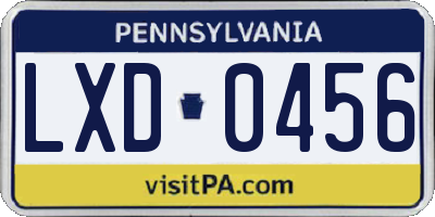 PA license plate LXD0456