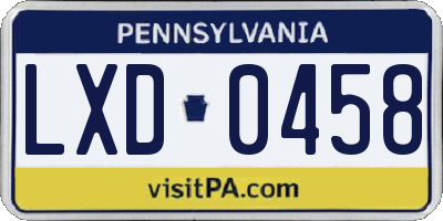 PA license plate LXD0458