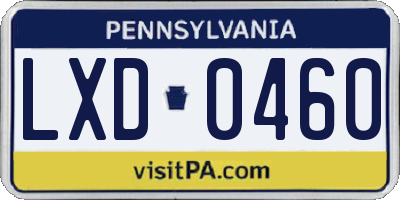 PA license plate LXD0460
