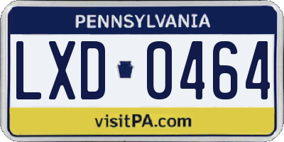 PA license plate LXD0464
