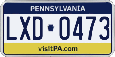PA license plate LXD0473