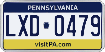 PA license plate LXD0479