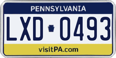 PA license plate LXD0493