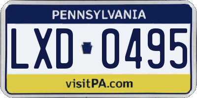 PA license plate LXD0495