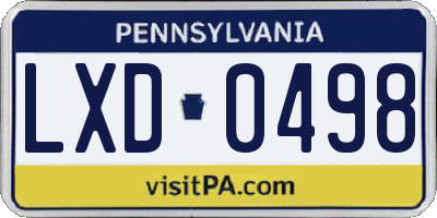 PA license plate LXD0498