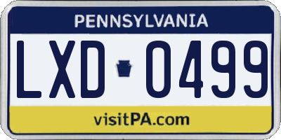 PA license plate LXD0499