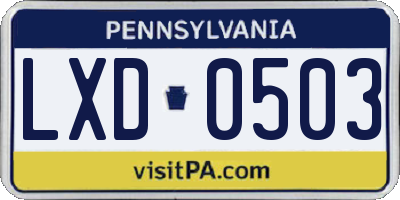 PA license plate LXD0503