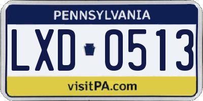 PA license plate LXD0513