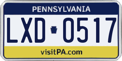 PA license plate LXD0517