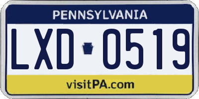 PA license plate LXD0519