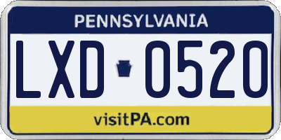 PA license plate LXD0520