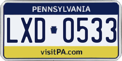 PA license plate LXD0533
