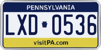 PA license plate LXD0536