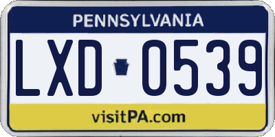 PA license plate LXD0539