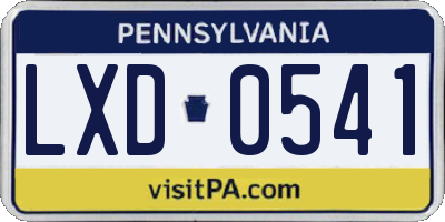 PA license plate LXD0541