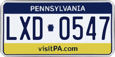 PA license plate LXD0547