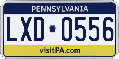 PA license plate LXD0556