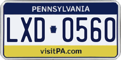 PA license plate LXD0560