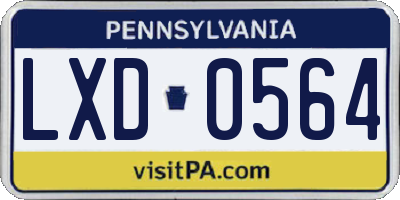 PA license plate LXD0564