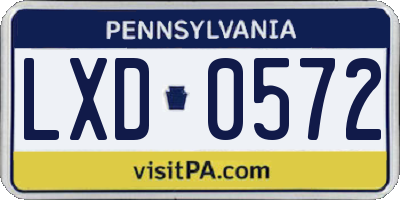 PA license plate LXD0572