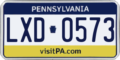 PA license plate LXD0573