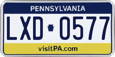 PA license plate LXD0577
