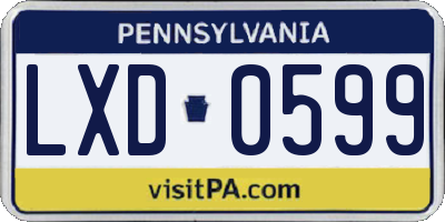 PA license plate LXD0599