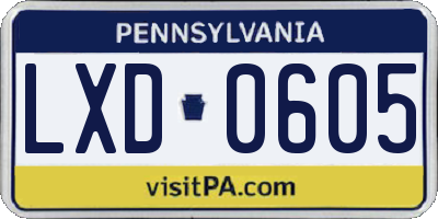 PA license plate LXD0605