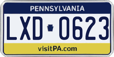PA license plate LXD0623