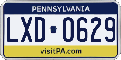 PA license plate LXD0629