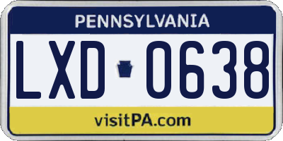 PA license plate LXD0638