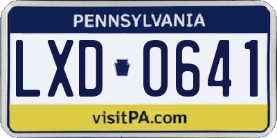 PA license plate LXD0641