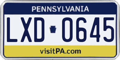 PA license plate LXD0645