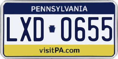 PA license plate LXD0655