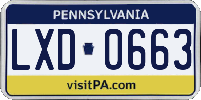 PA license plate LXD0663