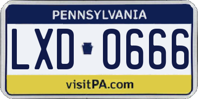 PA license plate LXD0666