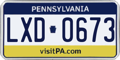 PA license plate LXD0673