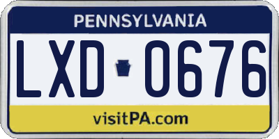 PA license plate LXD0676