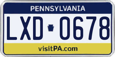 PA license plate LXD0678