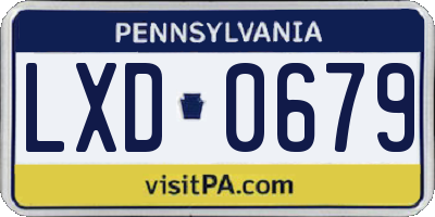 PA license plate LXD0679