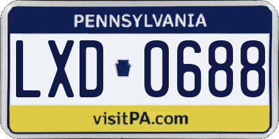 PA license plate LXD0688