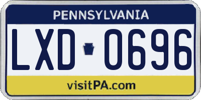 PA license plate LXD0696